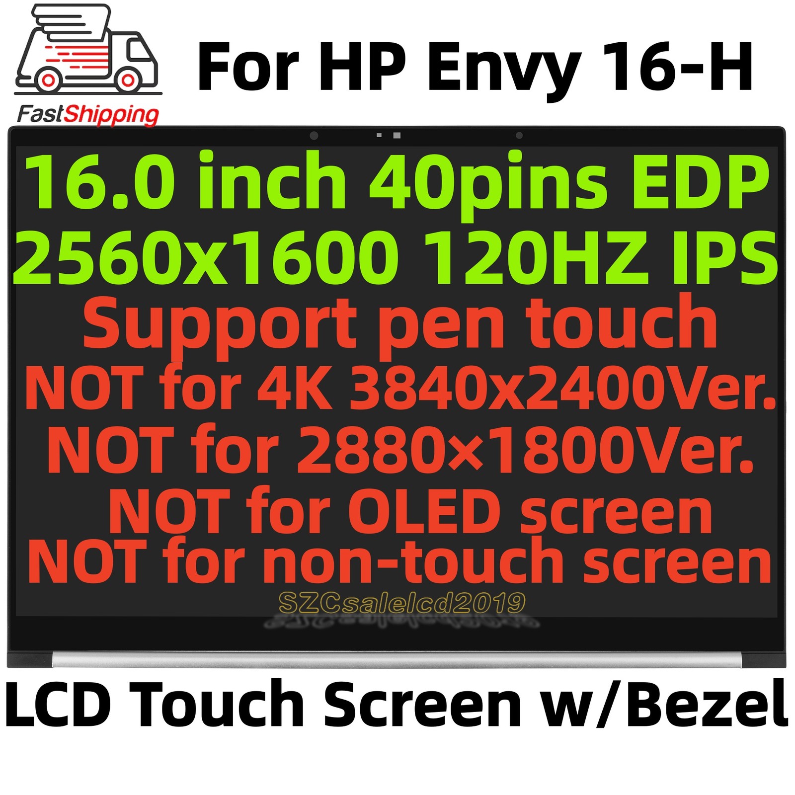 Replacement HP ENVY 16-H1023DX 16-H0011NR LCD Display 120Hz Assembly+w/Bezel