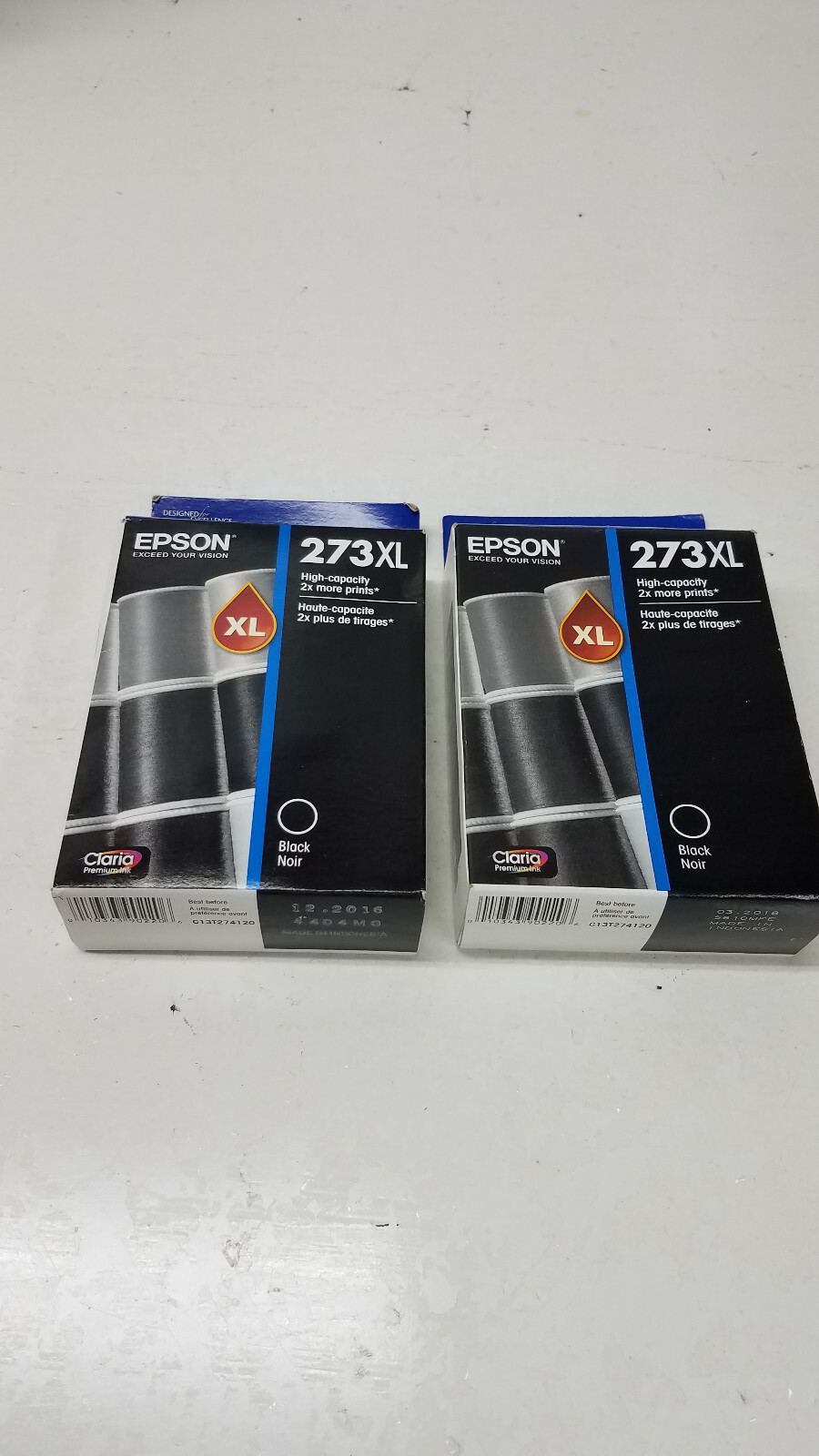 2 Genuine Epson 273XL T273XL020 Black Ink Cartridge Sealed Exp 12/16 & 3/18