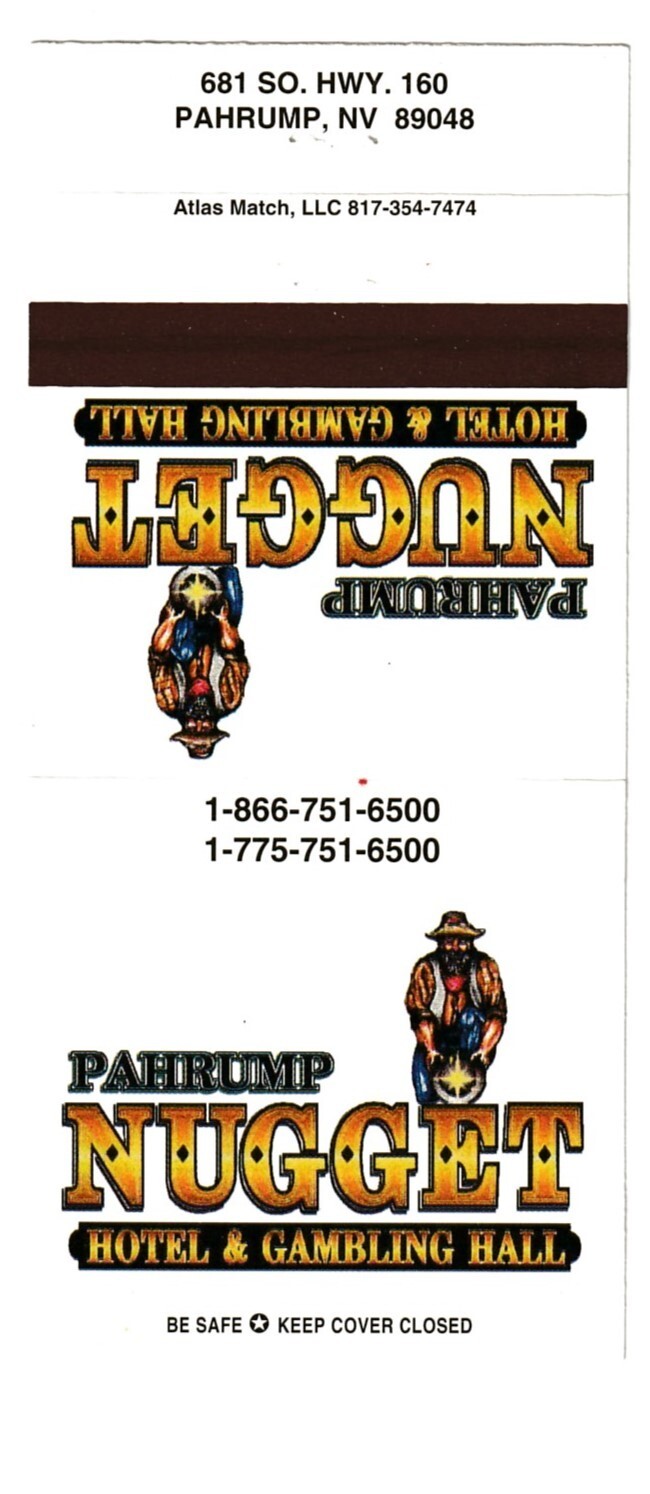 Pahrump Nugget Hotel & Gambling Hall Matchbook Cover 30 Strike Nevada icmsc5