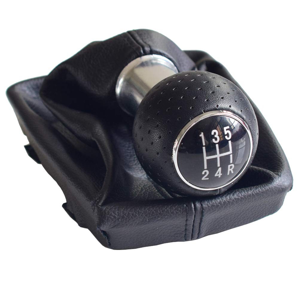 Kakulkomen 5 Speed Manual Gear Shift Knob Cover PU Leather Dust Black Line 