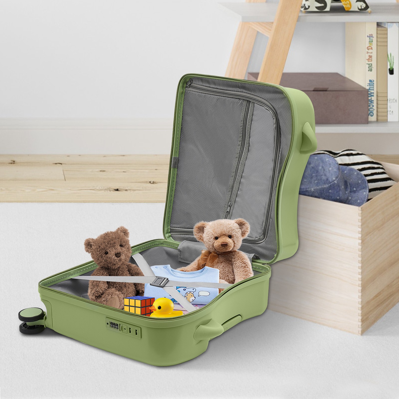 Kids Ride on Suitcase Carry-on Luggage with Casters, Children Luggage Trolley