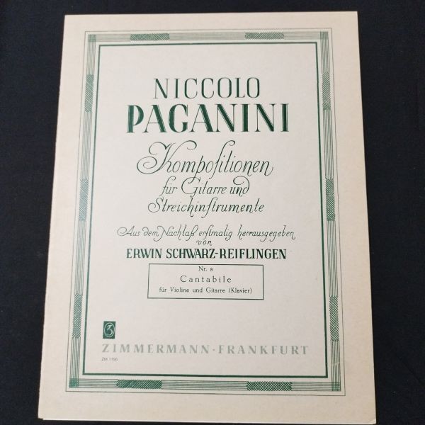 Sheet Music Violin & Guitar (Piano) Paganini Cantabile Erwin Schwarz-Reiflingen
