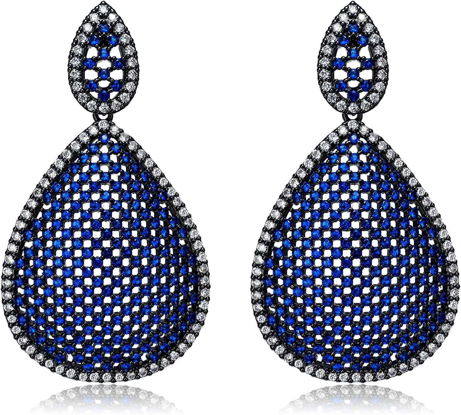 S925 Sterling Silver Posts Cubic Zirconia Drop Dangle Earrings for Women Crystal