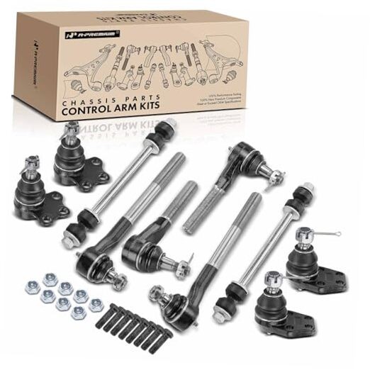  Set of 10, Front Upper Lower Ball Joint, Sway Bar Link, Inner Outer Tie Rod 