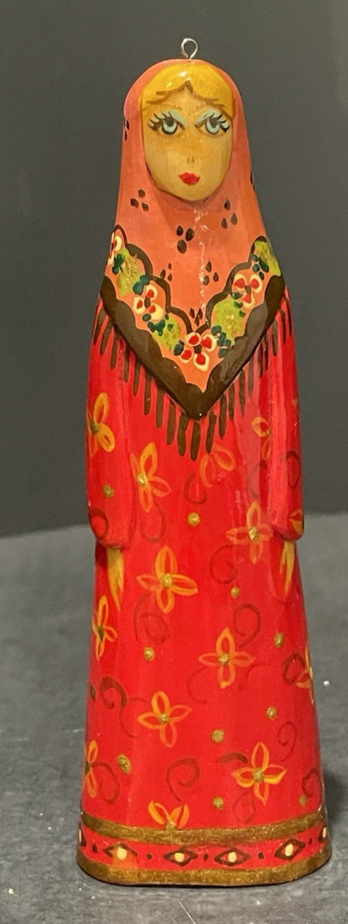 Russian Matryoshka Doll Christmas Ornament Hand Painted Folk Art Gift