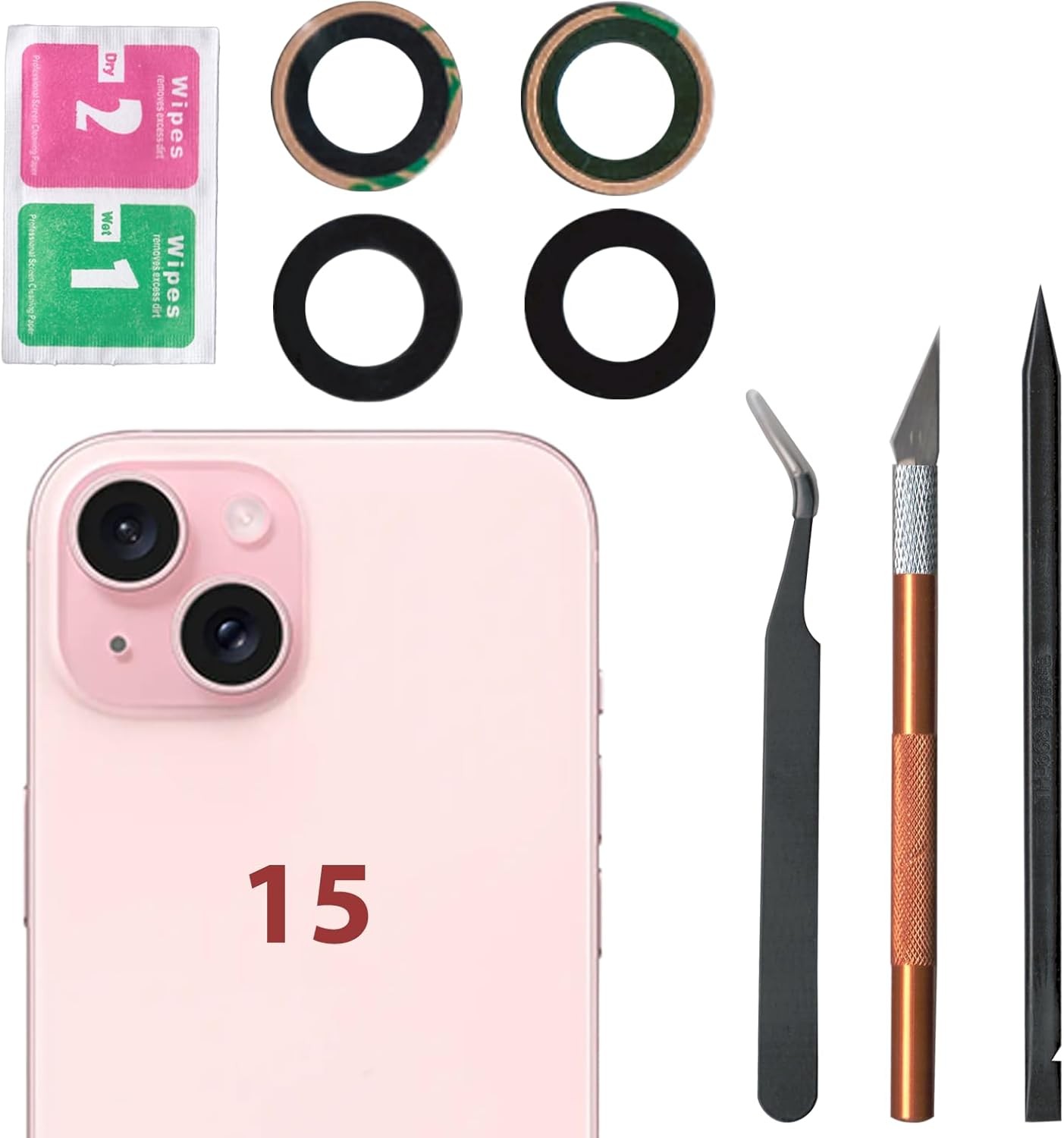 Back Rear Camera Lens Glass Replacement for iPhone 15 and 15 Plus Camera Glass