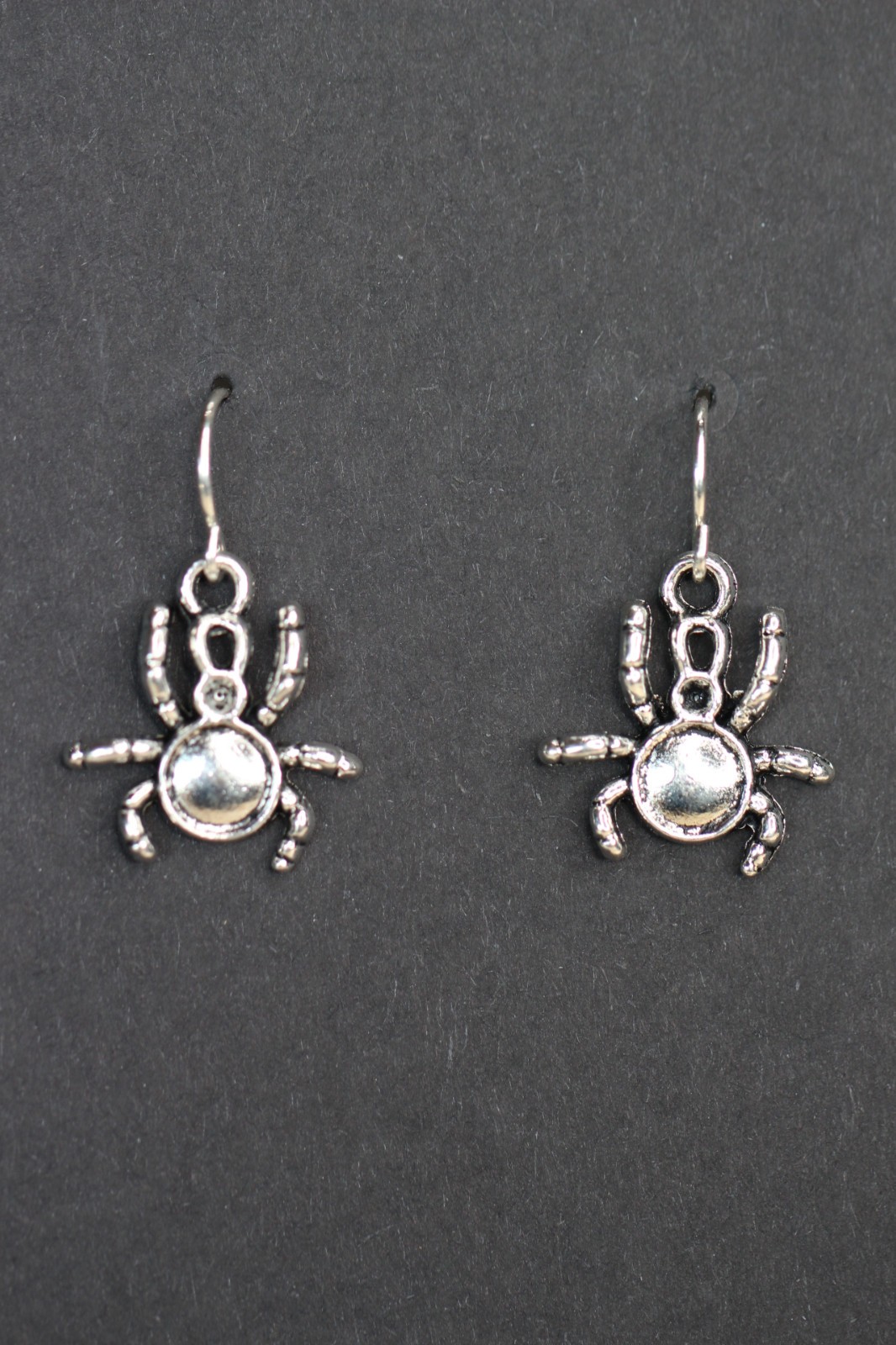 Spider Charm Earrings Insect Bug 925 sterling silver hooks pewter charms 1"