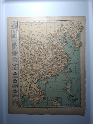 1929 Vintage CHINA Atlas Map Original Antique Rand McNally Premium Atlas