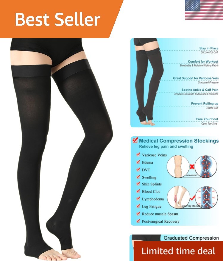 Thigh High Medical Compression Stockings for Women & Men,20-30 mmHg Thigh Hig...