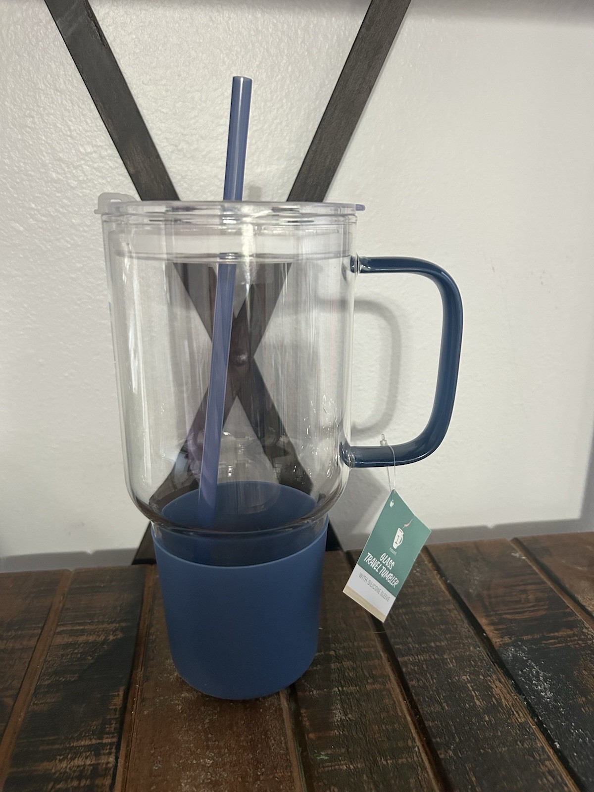 Target Bullseye Playground 33.8 oz Clear Glass Tumbler Blue With Sleeve 2026 NEW