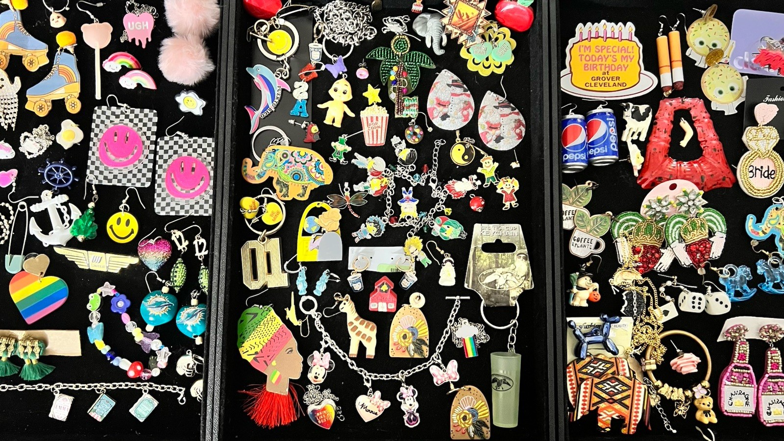 Huge Novelty Jewelry Lot Y2K Kidcore Kawaii Earrings Charms Pepsi Disney 90s DIY