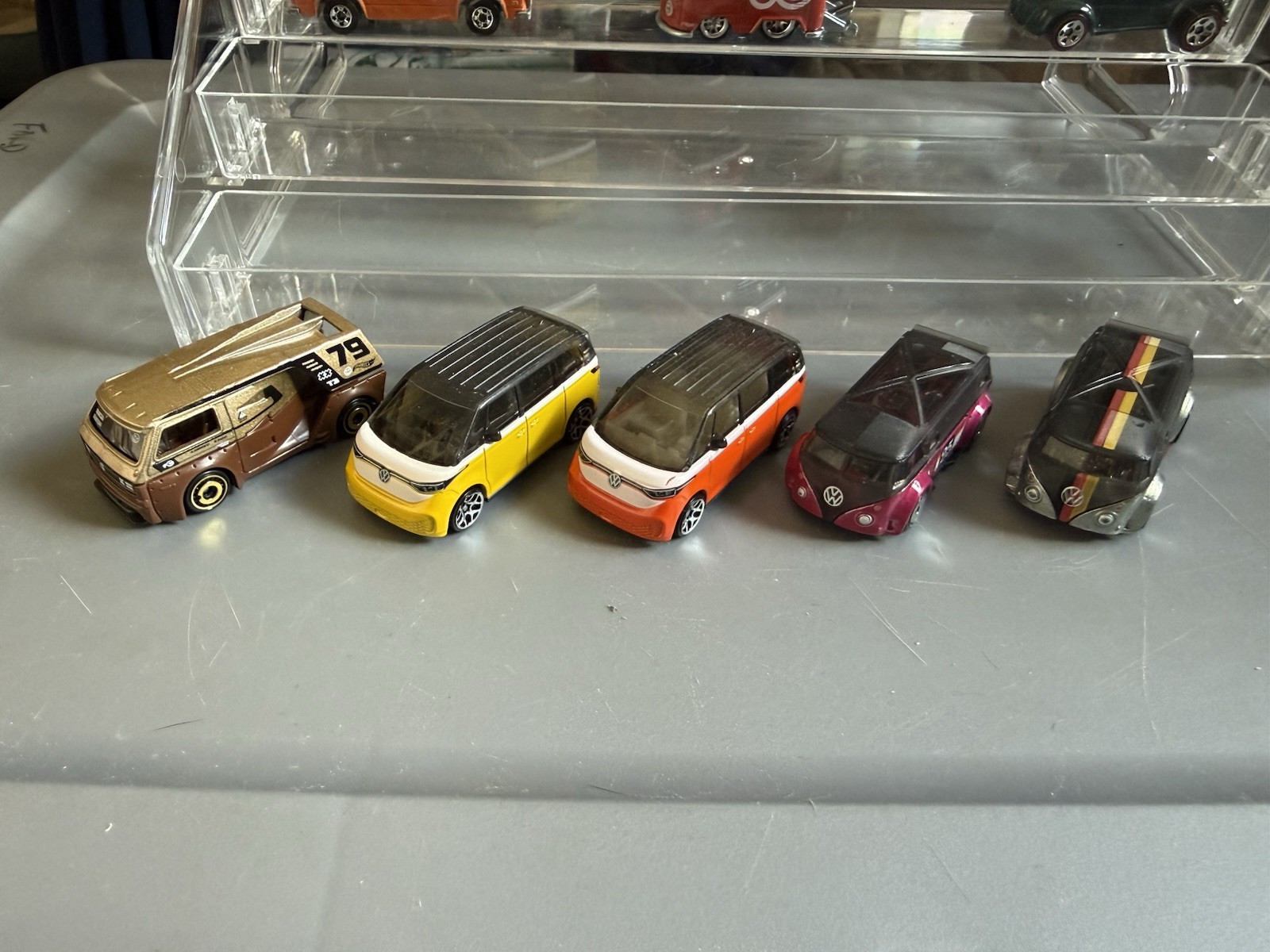 Hot Wheels Volkswagen T1-GTR ID, 2 ID Buzz, T3 Custom & T1-GTR Lot Of 5