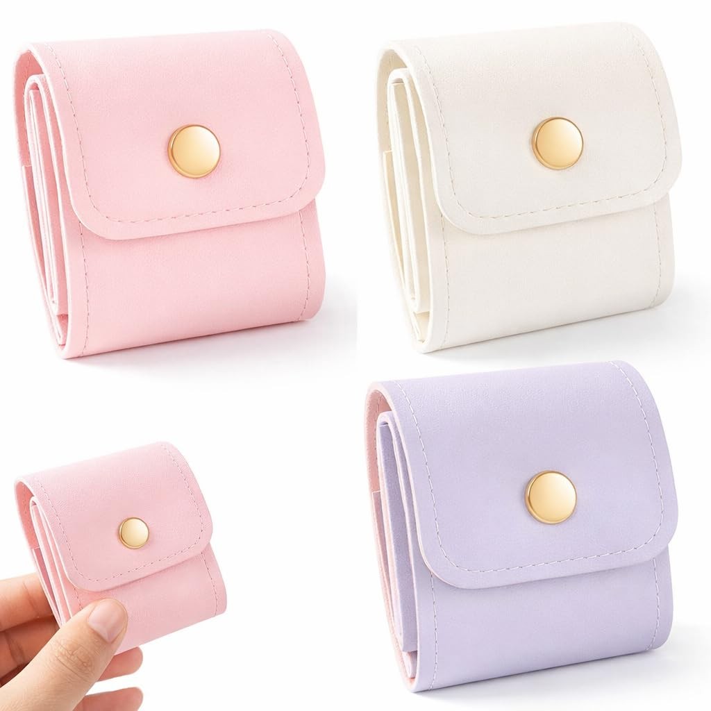 3Pcs Mini Travel Jewelry Bag, Travel Jewelry Organizer Case, Portable Soft Ve...