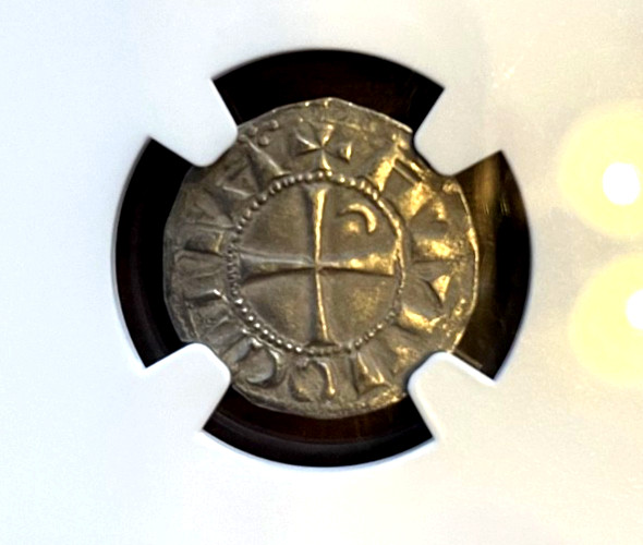 1202-32 Crusader Denier-( Antioch) Bohemond IV-NGC-AU50