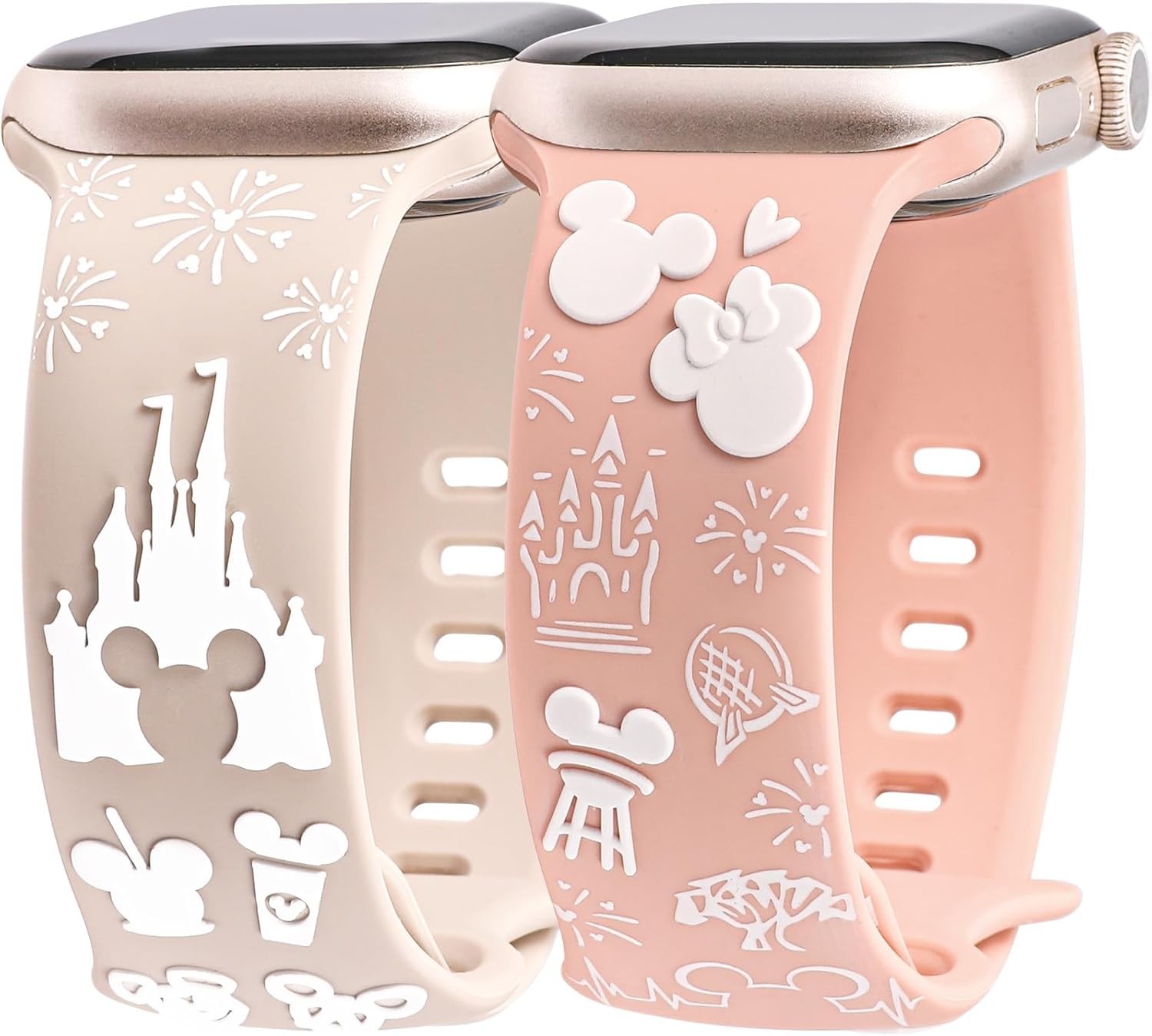 2 Pack Soft Silicone Strap Compatible with Apple Watch 49/44mm Cute Design