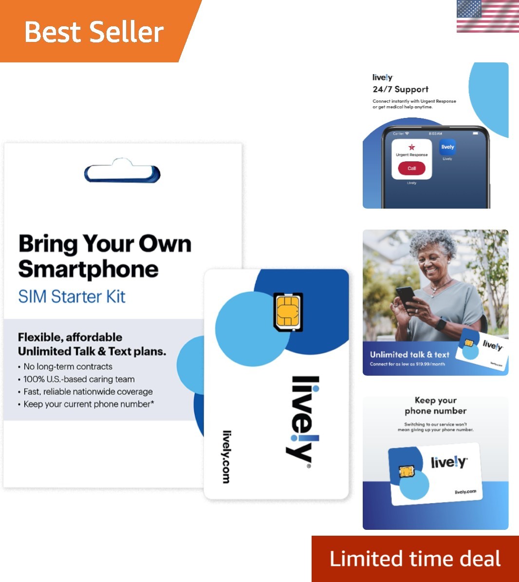 SIM/e-SIM Kit - Unlimited Talk, Text & 1GB Data - Access to Urgent Response a...