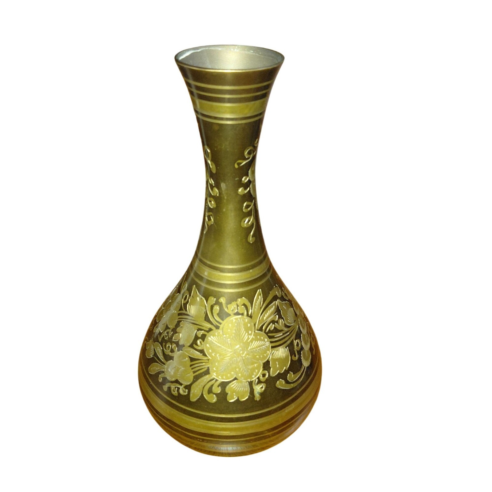 Engraved brass vase