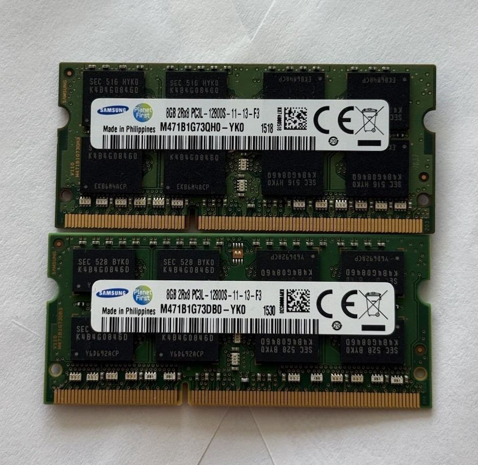 Samsung 16GB (2x8GB) DDR3 SDRAM PC3L-12800S 204-Pin SO-DIMM Laptop RAM