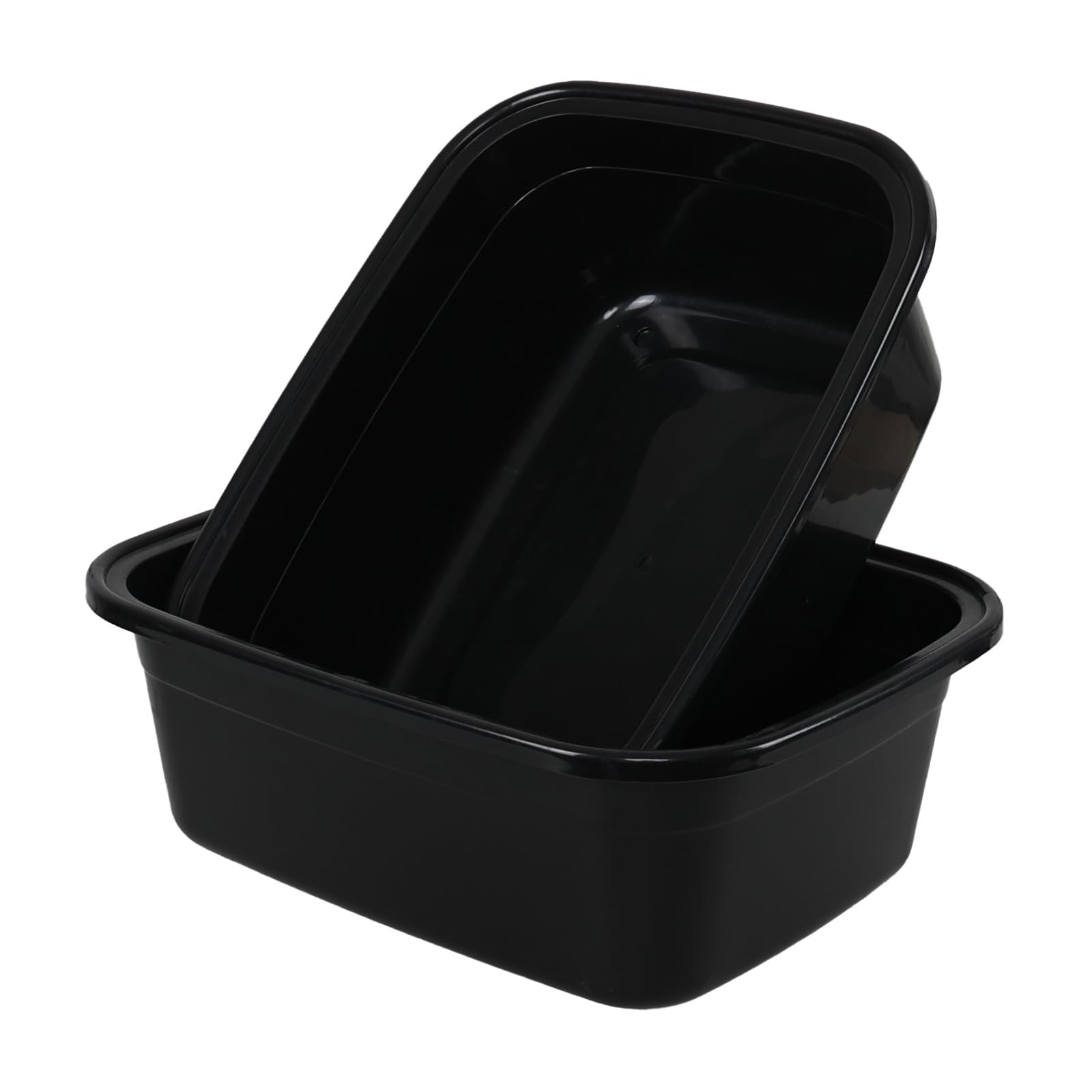 18 Quart Large Plastic Washing Basin Rectangular Dish Tubs Black 2 PACK