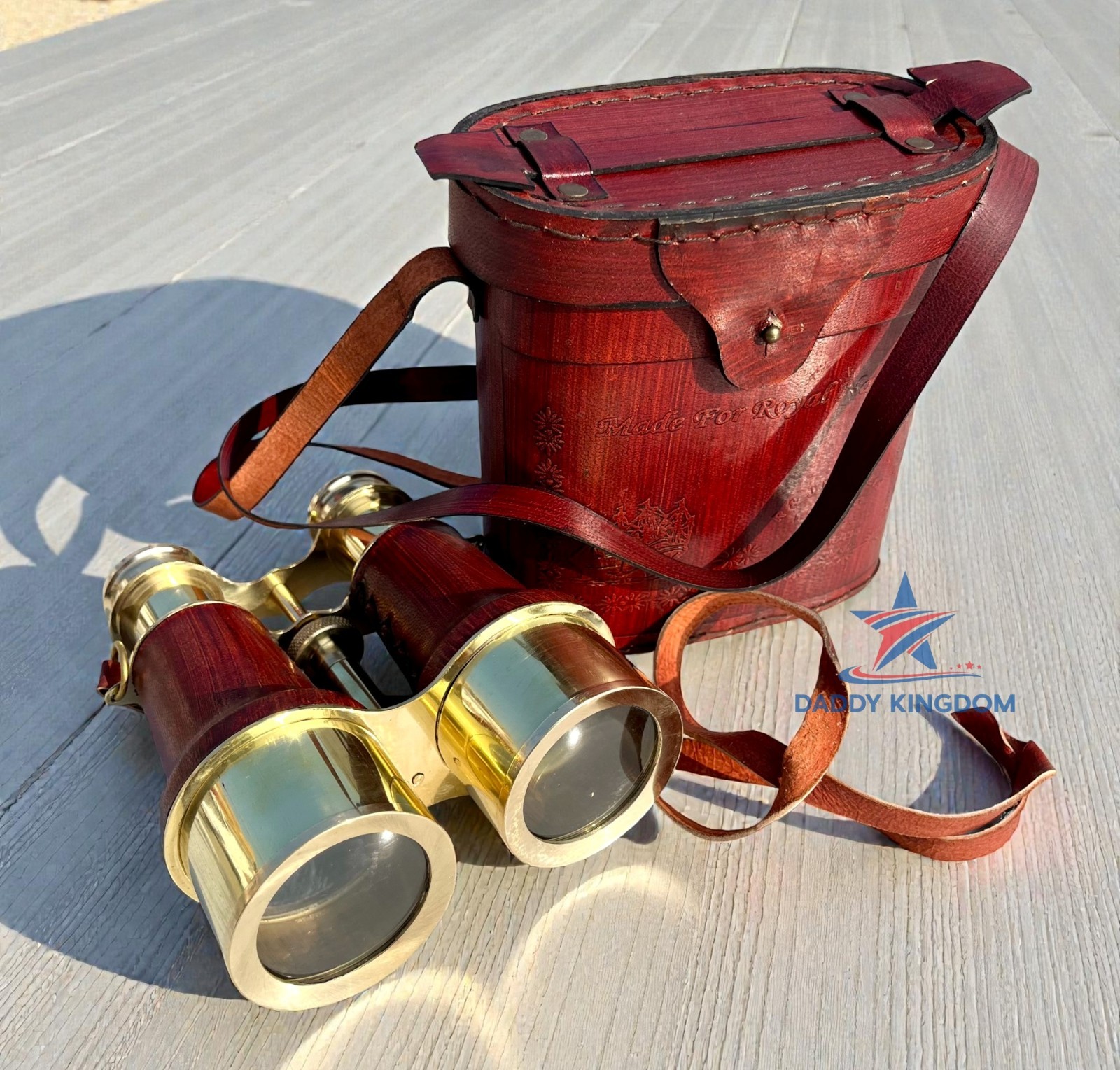 Brass Monocular Binocular Telescope Vintage Nautical Spyglass With Leather Box