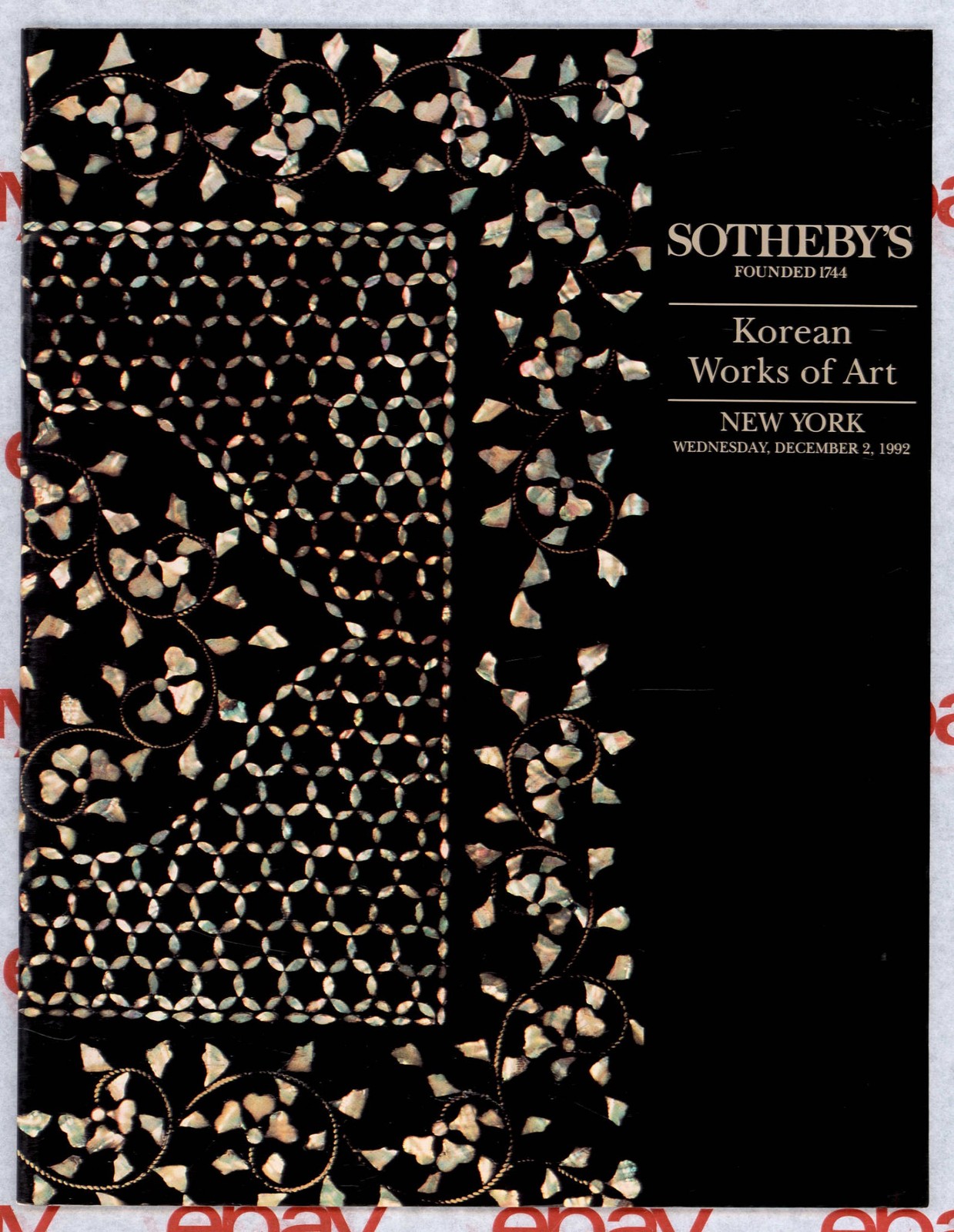 SOTHEBYS catalog 6372 *KOREAN WORKS of ART December 1992 NEW YORK NY