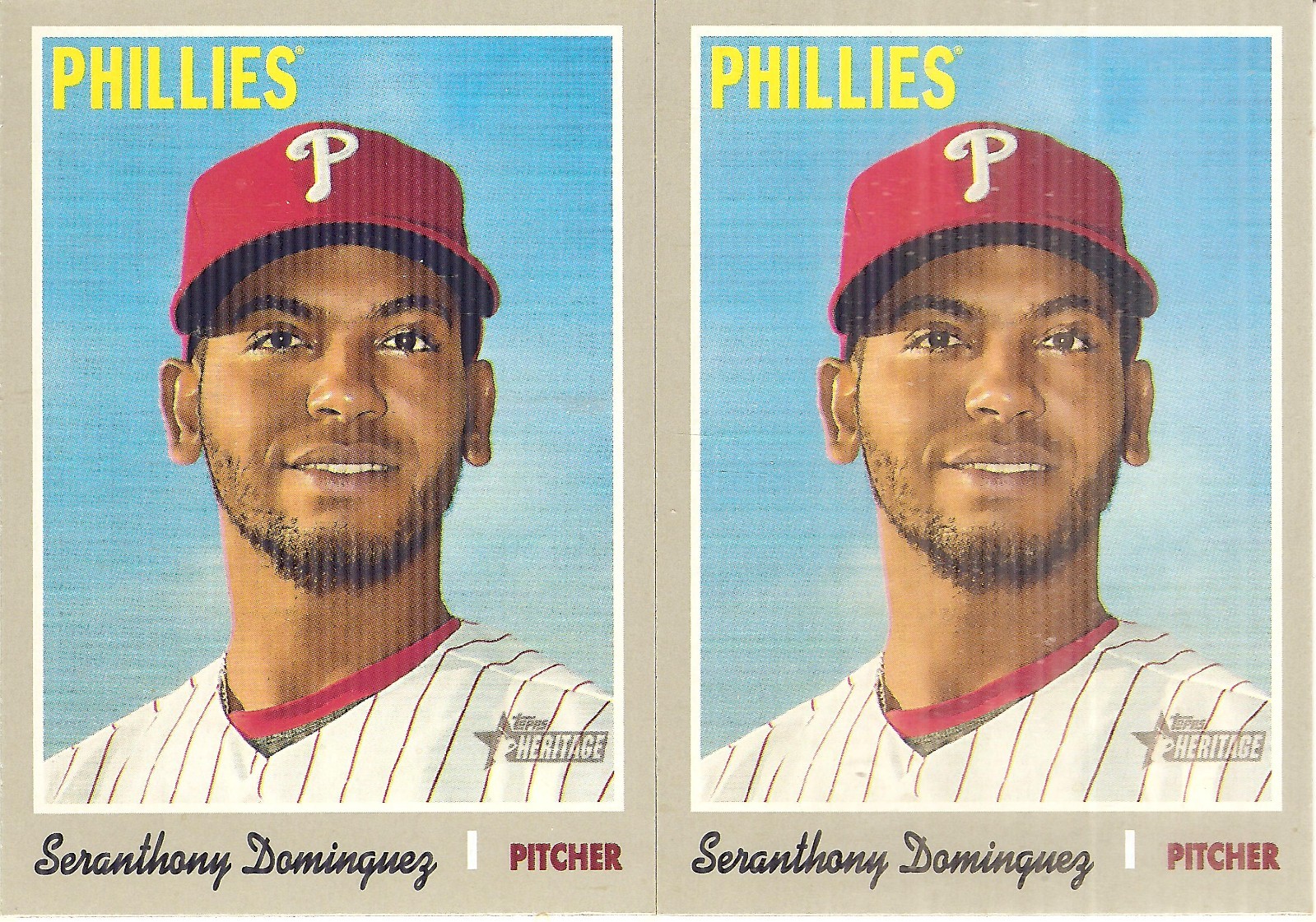 2 CARD 2019 TOPPS HERITAGE SERANTHONY DOMINGUEZ BASEBALL CARD LOT