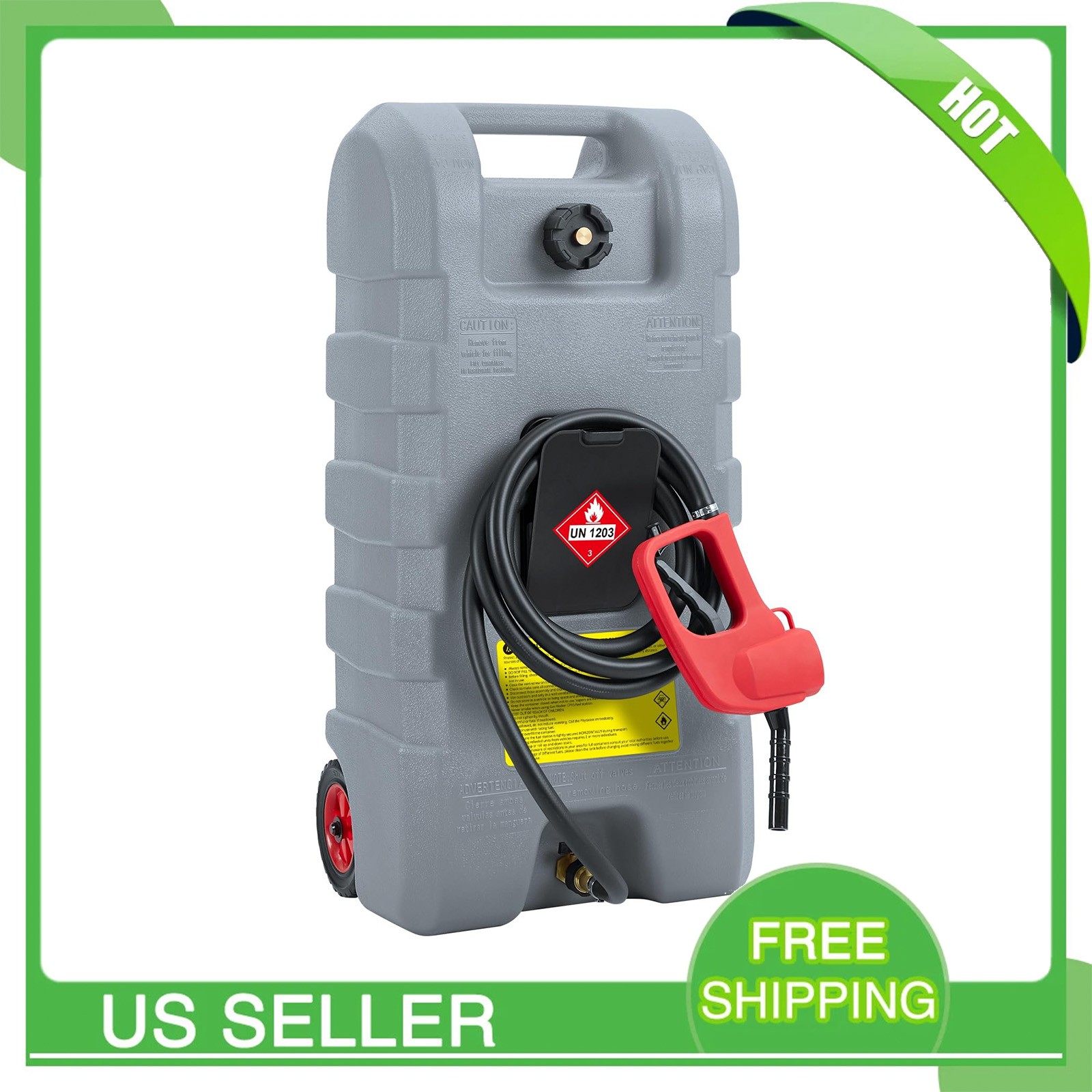 60L Portable Fuel Tank, Fuel Transfer Tank, Portable Gasoline Tank with Wheels