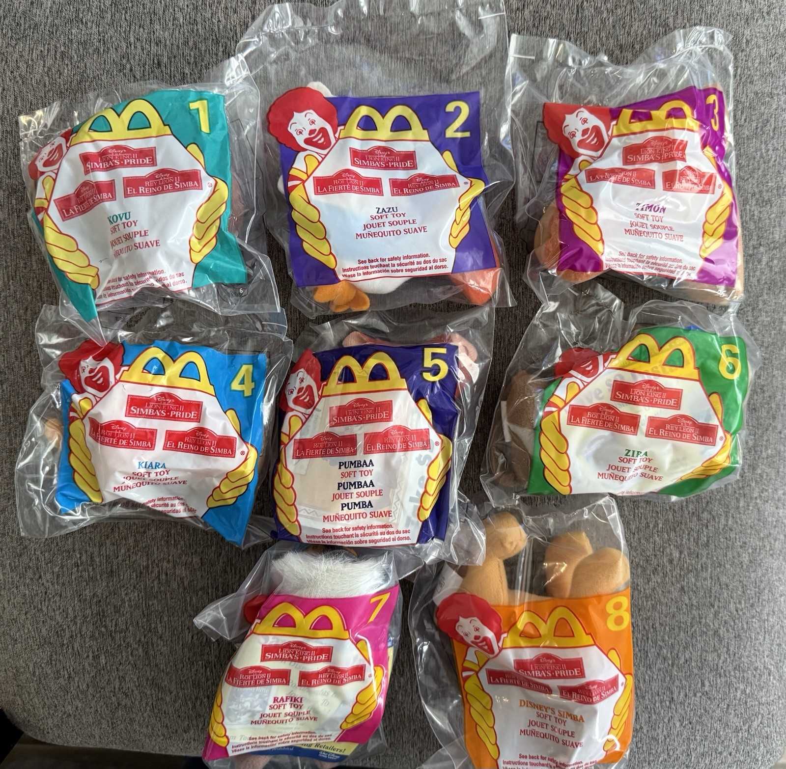 MCDONALD'S DISNEY'S LION KING II SIMBA'S PRIDE 1998 TOY SET OF 8 ~ FREE SHIPPING
