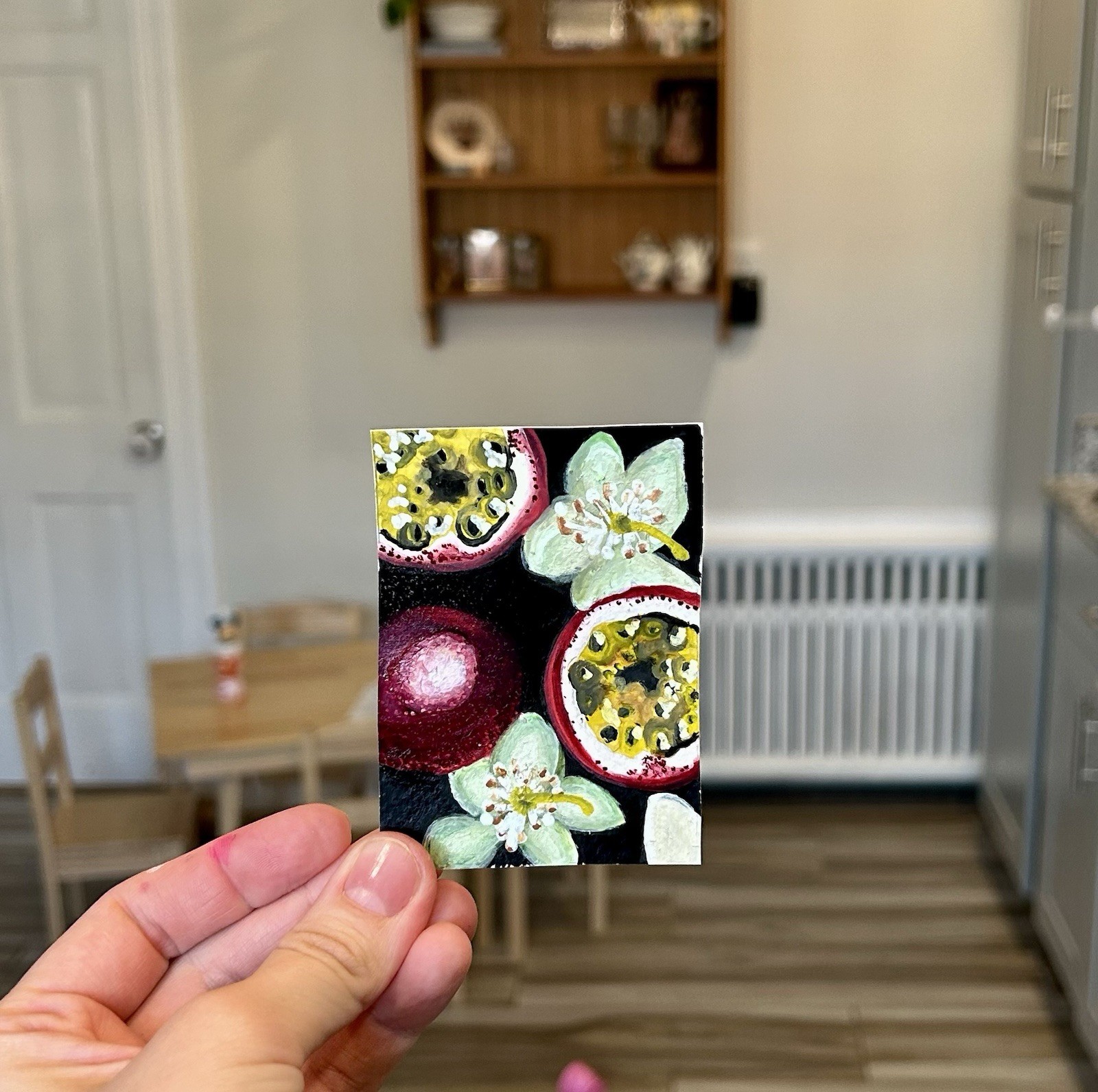 Original ACEO HANDPAINTED PASSIONFRUIT BY KACI EASTON BOTANICAL STILL LIFE