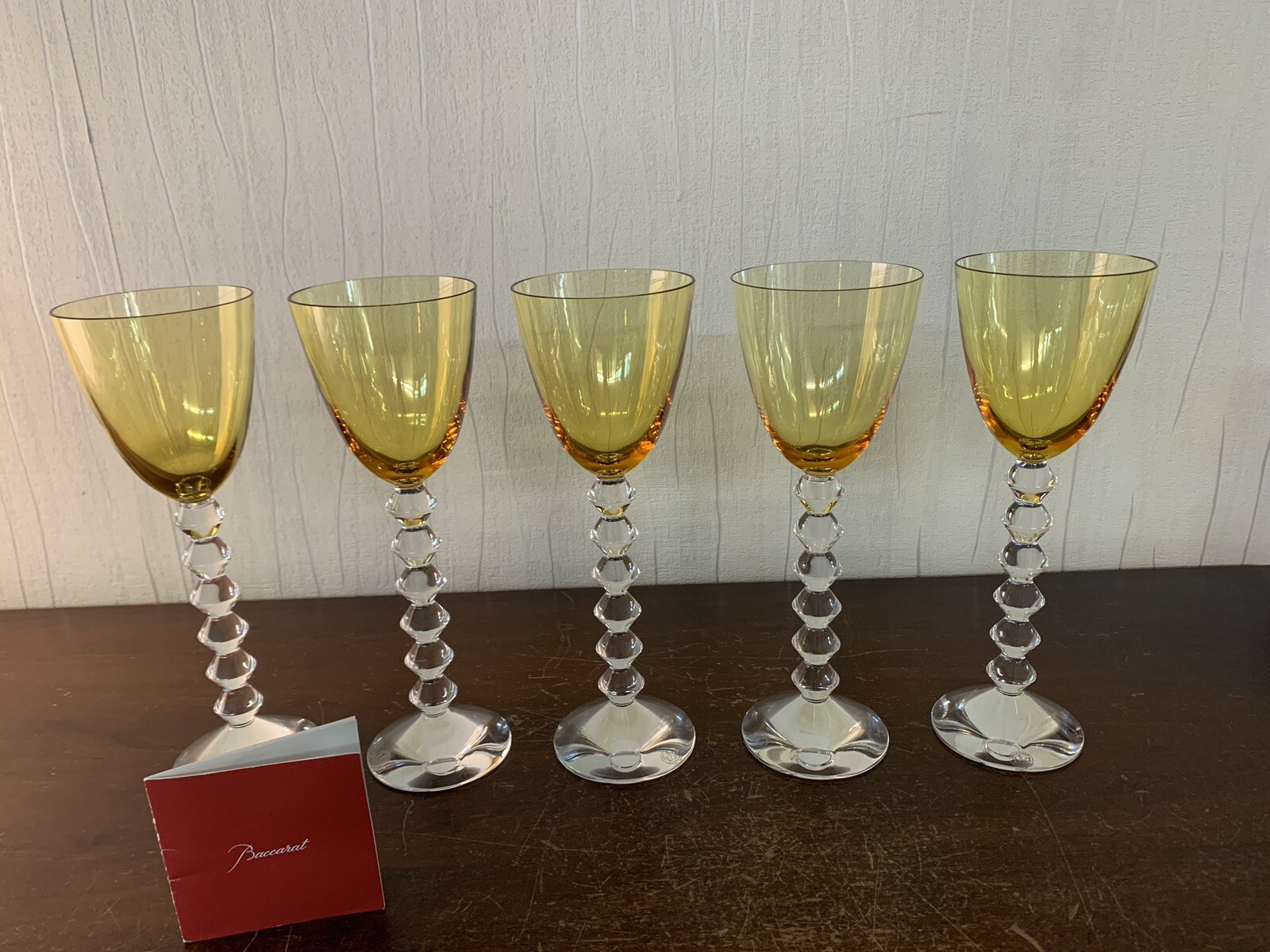 3 Vega Amber Crystal Wine Glasses By Baccarat (Price Per Unit)