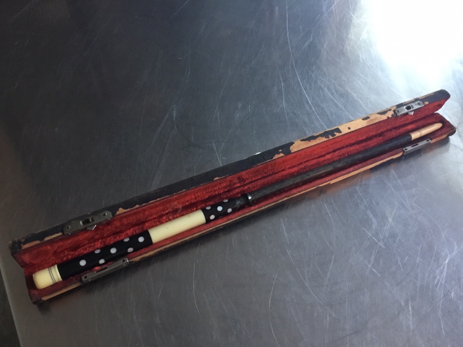 Antique conductors wand baton stick, ebony, MOP ORIGINAL CASE  EXCEL.condition!