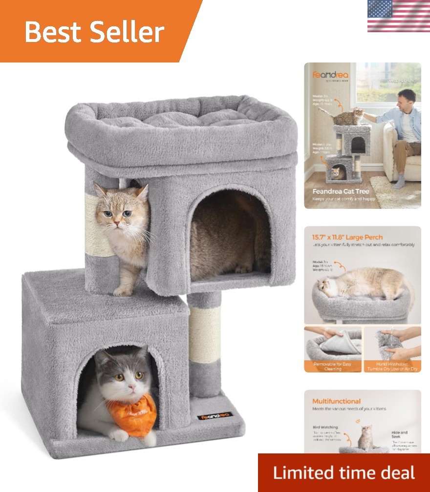Stylish 26.4” Cat Tree for Small Cats with Multi-Level Perch & Scratching Area