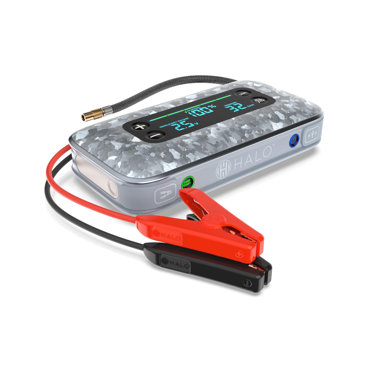 Portable Car Battery Jump Starter 1750 Air Compressor 59.9Wh Power Bank HALO