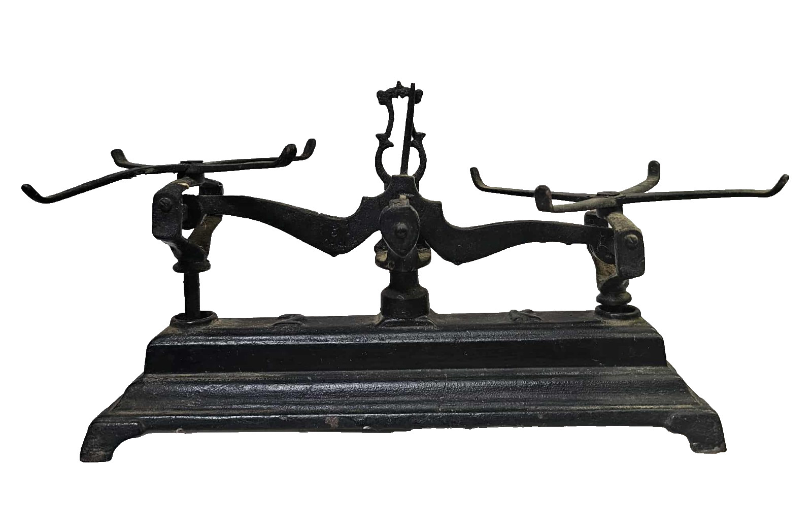Antique Vtg Black Cast Iron Kitchen Weighing Balance Scale Victorian 2 K-Heavy