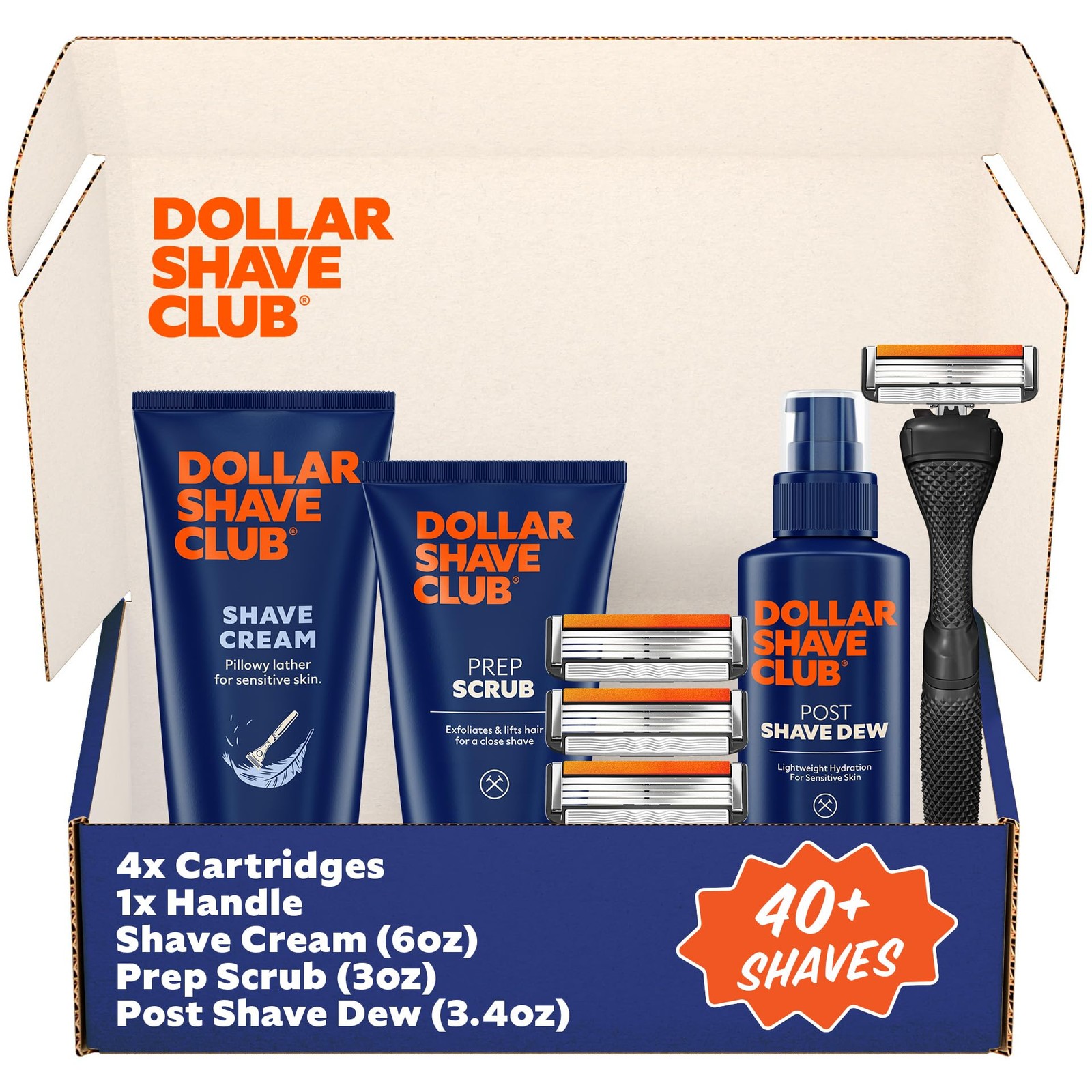 Dollar Shave Club | Ultimate Set | 4 Swift Rinse Refill Cartridges, 1 Handle, 1