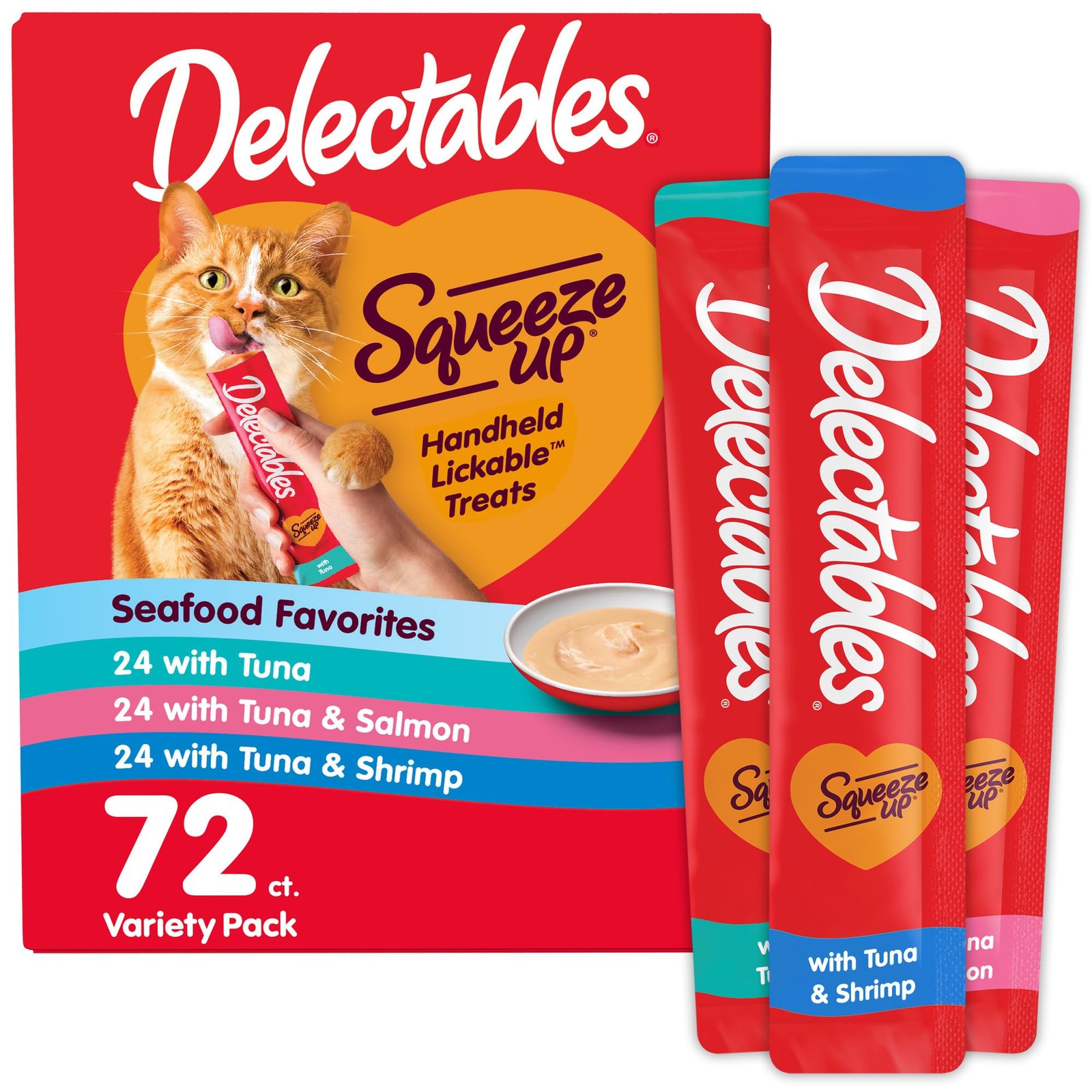 Delectables Squeeze Up Seafood Variety Pack, Creamy 0.5 Ounce (Pack of 72) 