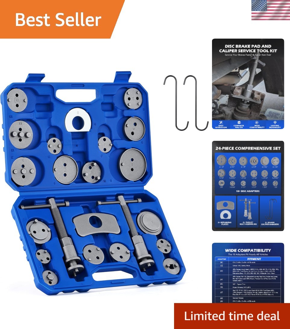 24pc Brake Caliper Compression Tool Set, Heavy Duty Brake Piston Compressor T...