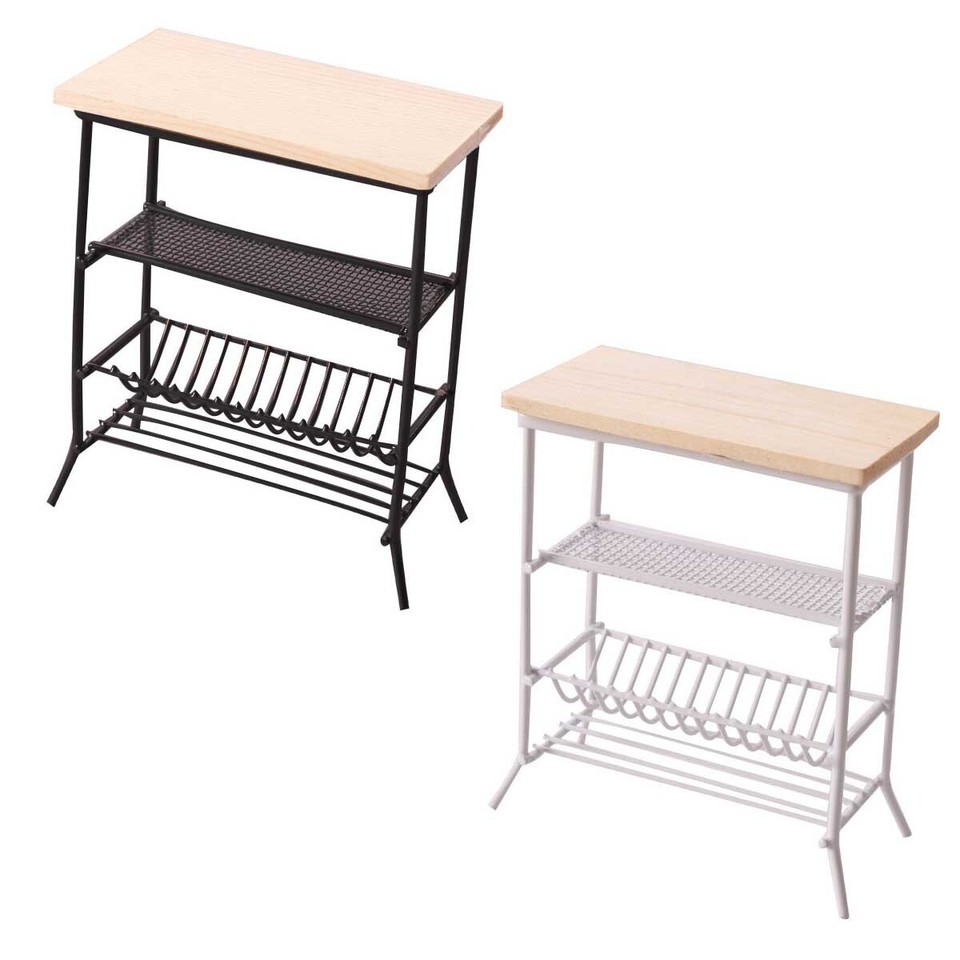 Dollhouse Miniature 1/12 White Bookshelf Shelf Storage Rack Kitchen Accessories