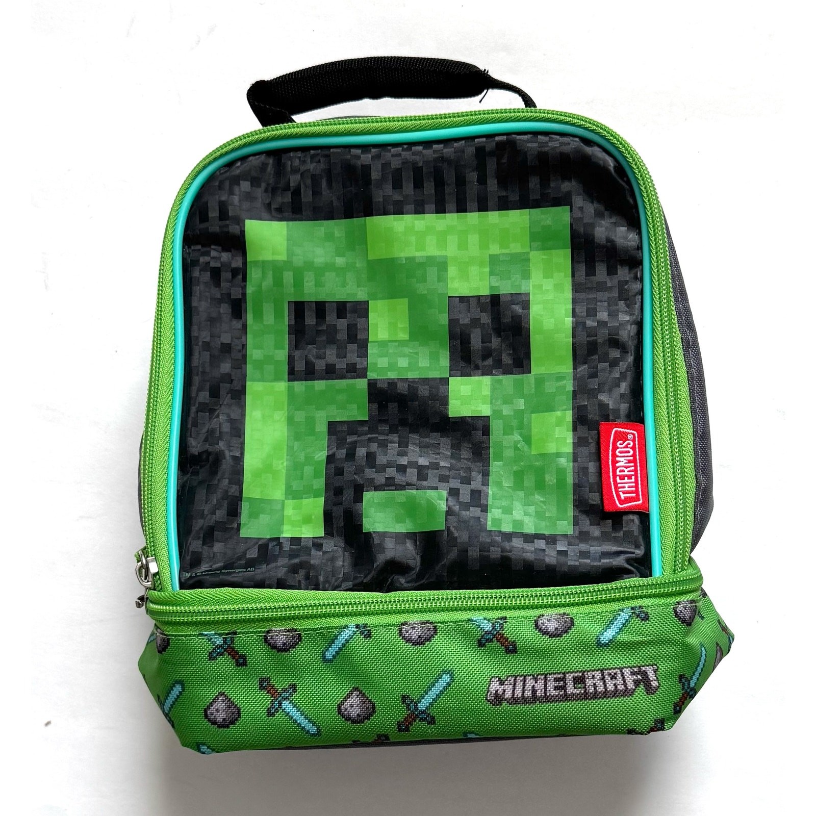 Thermos Minecraft Insulated Lunch Bag Lunch Box Green Black NEW