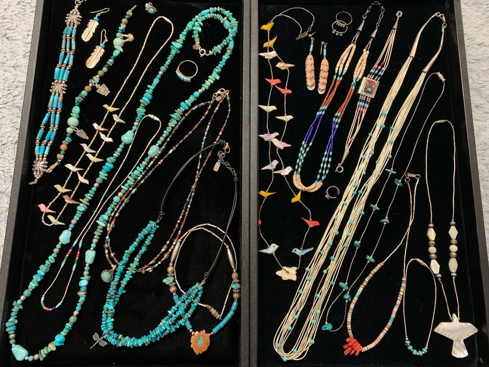 Sterling Silver Turquoise  Native Southwestern Fetish Jewelry Lot Many Signed