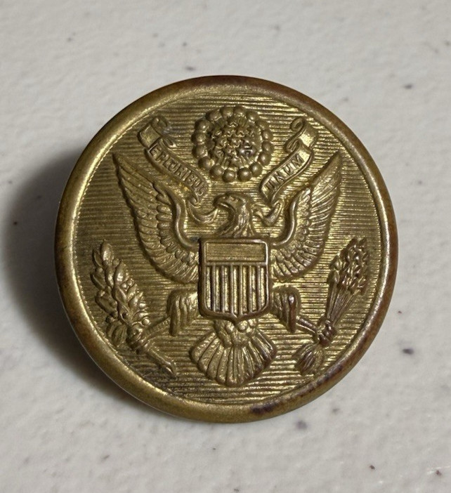 US Army Military Uniform Brass Button Eagle Shield Gold Tone Waterbury Co