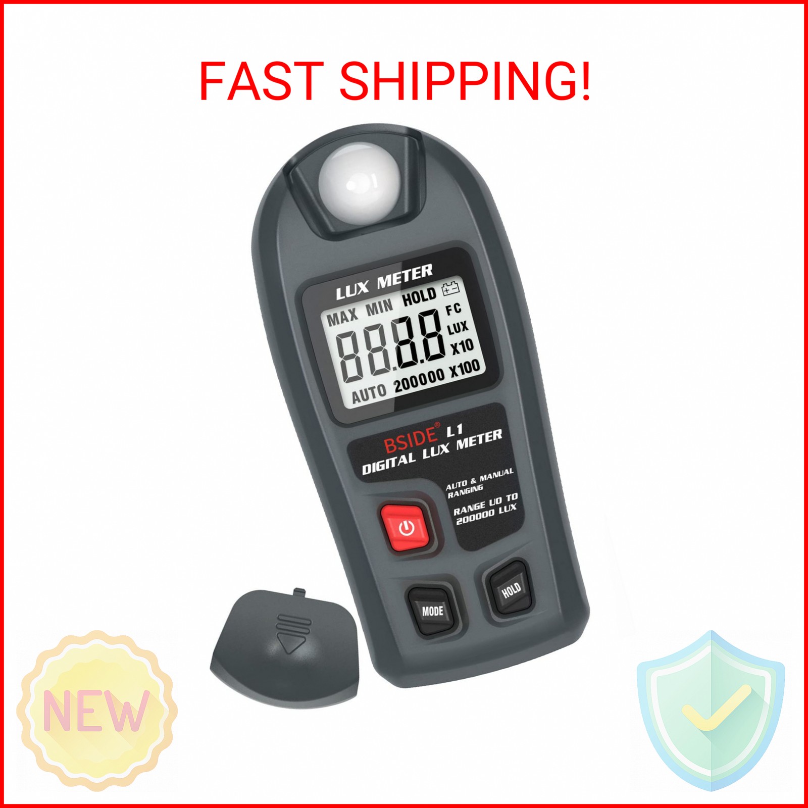 BSIDE Digital Light Meter Lux Tester Illuminance Luxmeter, 0-200,000 Lux Portabl