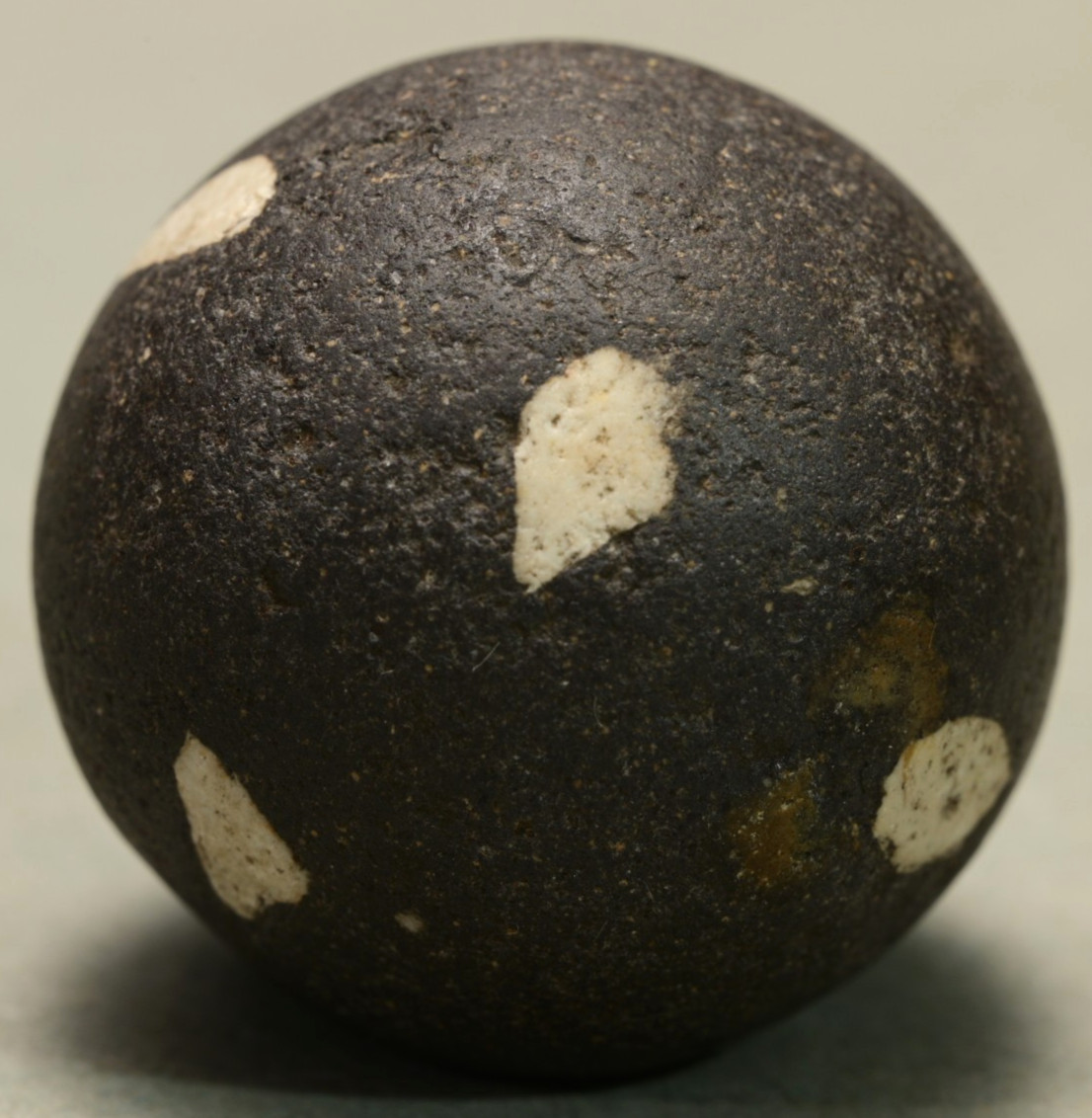 Large Rare Reverse Spotted Dick Antique Black Clay Marble German Handmade 15/16"