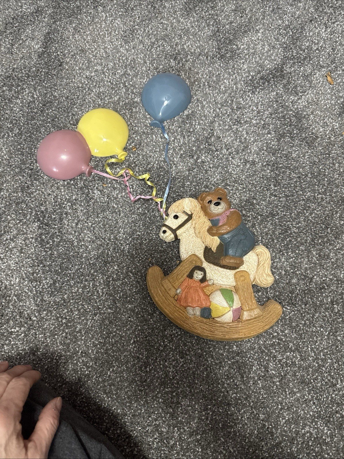 Vintage Homco Frankie's Designs Nursery Wall Hanging  Plaque Rocking Horse Bear