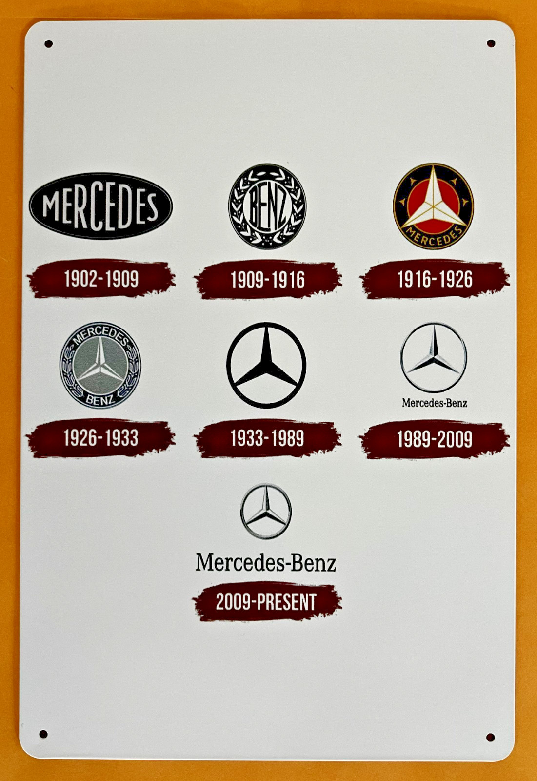 Mercedes Logo Tin Sign (MBZ Daimler Benz 300SL Gullwing  EQB EQE AMG Maybach W66