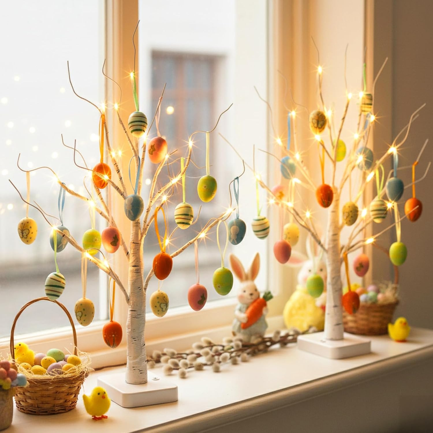Easter Decorations, 24LT Easter Egg Tree for Home Decor, Lighted Tabletop Tree w