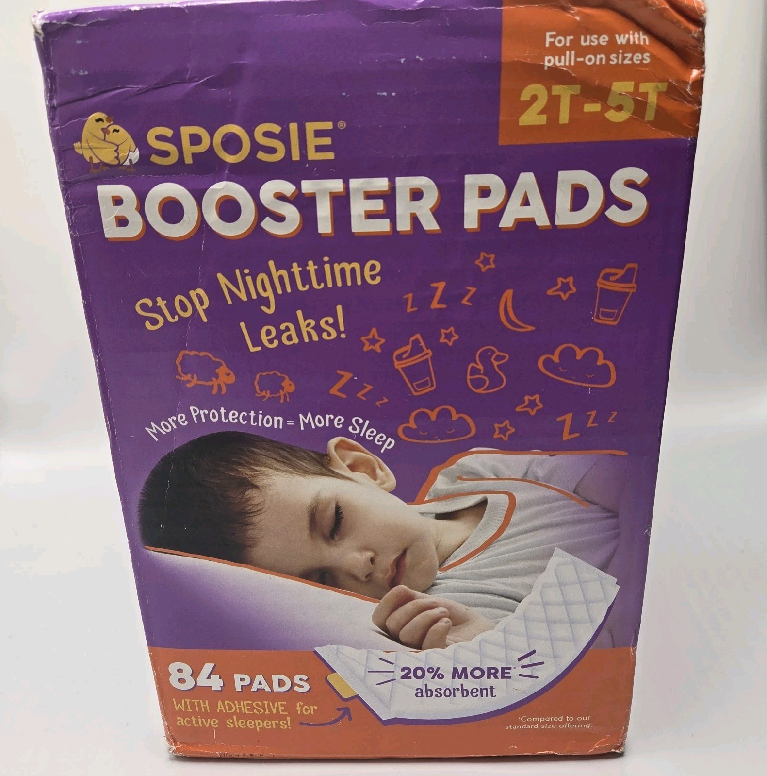 Sposie Booster Pads with Adhesive For Overnight Diaper Leak Protection 84pads