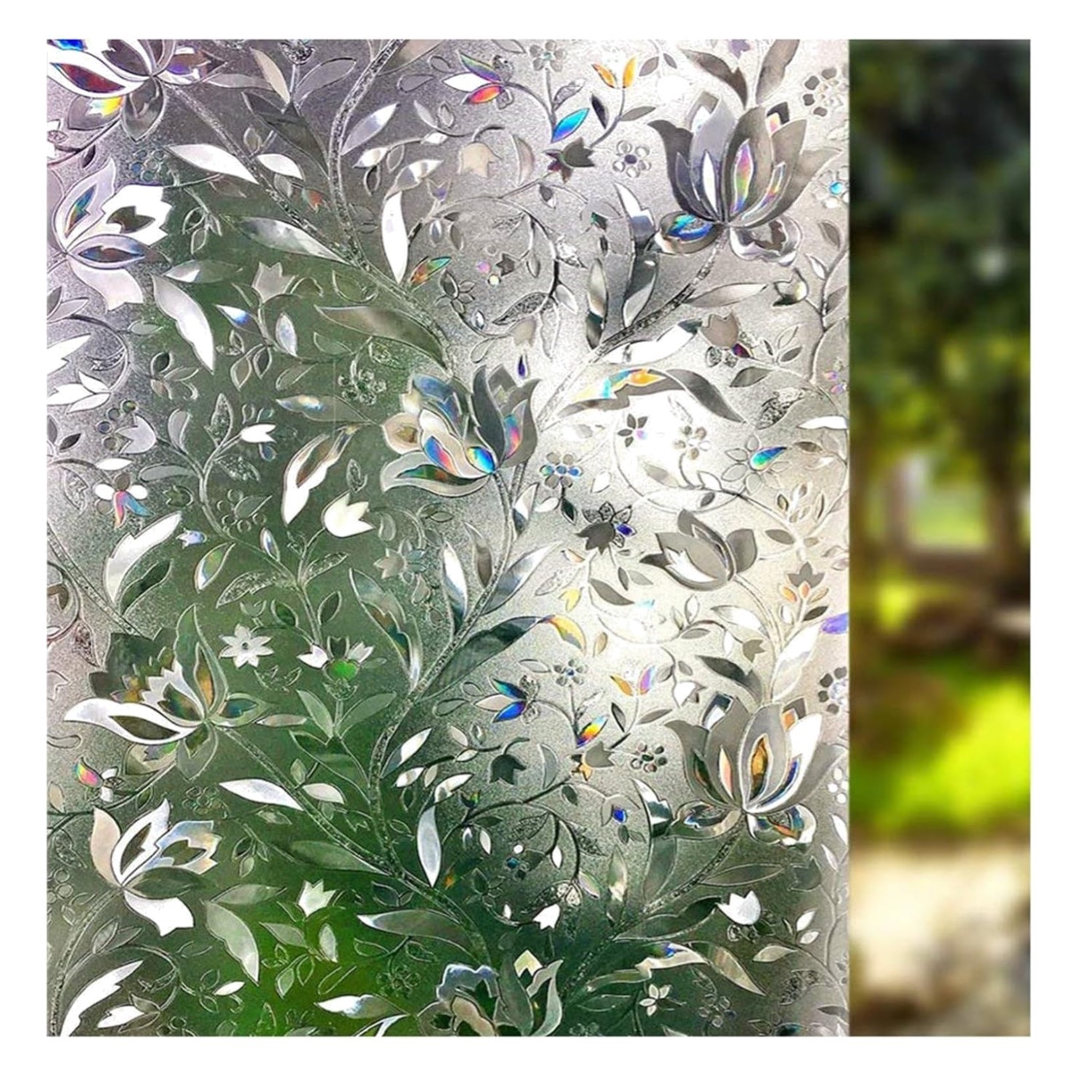 Elegant 3D Window Privacy Film - Anti-UV Stained Glass Design 23.6 x 78.7 in