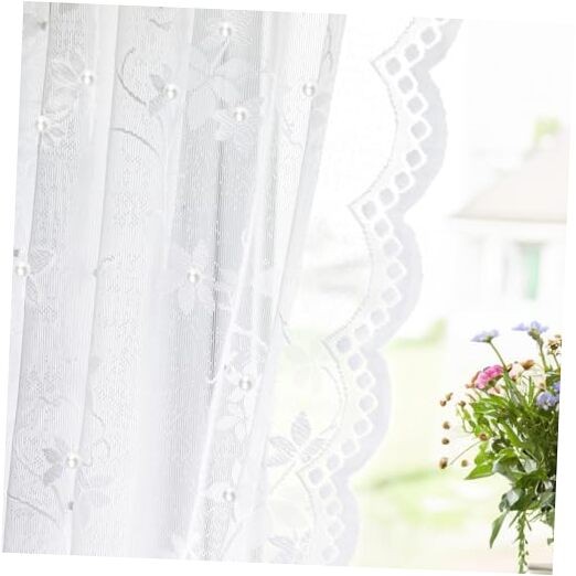 Lace Curtains 84 Inch Vintage Floral Sheer 55"W x 84"L (Pack of 2) White