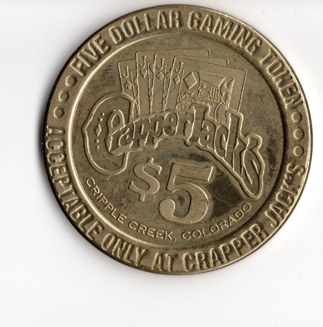 Crapper Jacks Cripple Creek Colorado $5 Casino Token